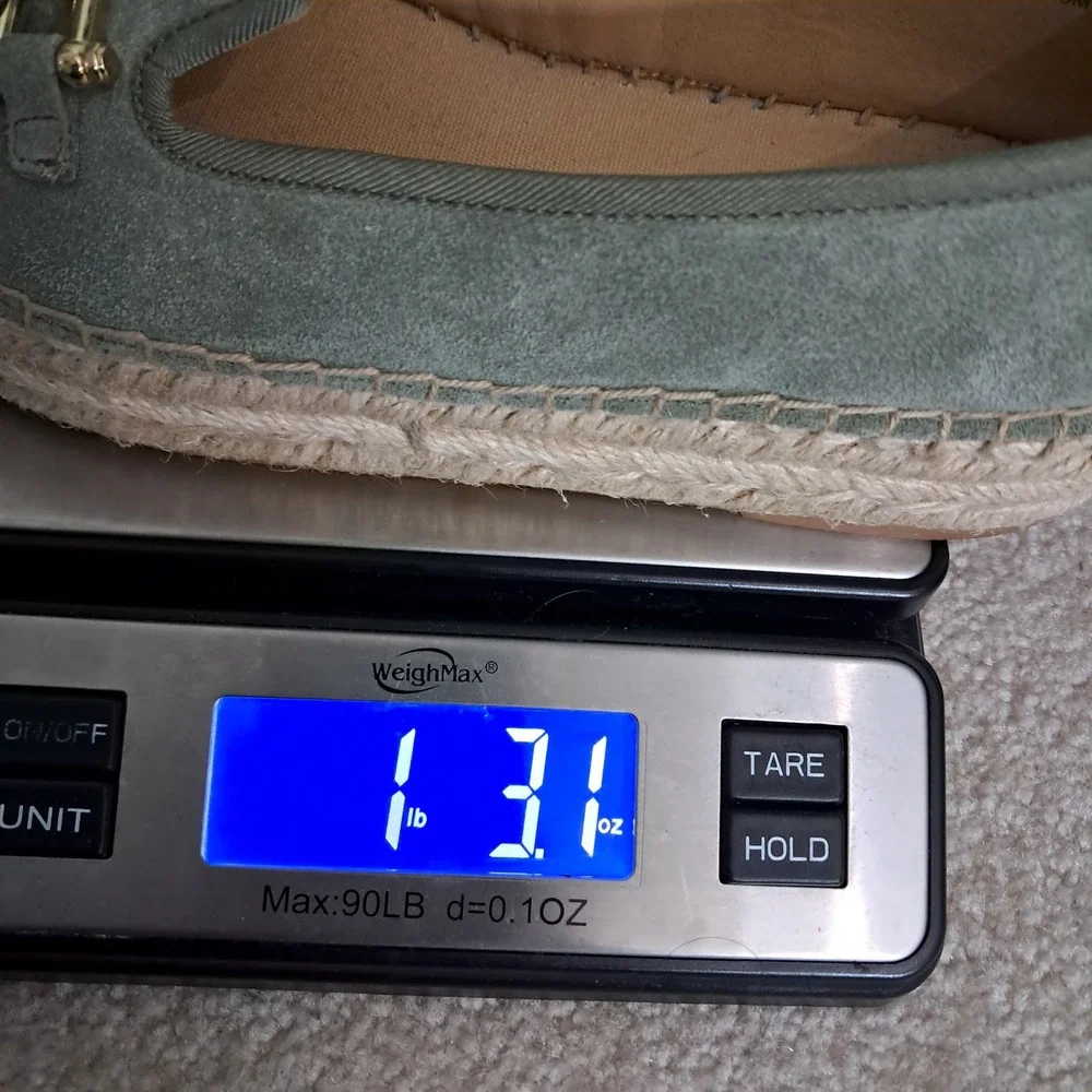 Talbots Quinn Bow Suede Platform Espadrilles Women's 6.5 Sage Green Leather‎